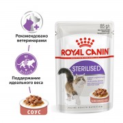 Royal Canin пауч 85г Sterilised для стерилизованных кошек кусочки в соусе Мясо