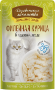 ДЕРЕВЕНСКИЕ ЛАКОМСТВА Домашние обеды пауч для взрослых кошек Филейная курица в нежном желе/ 70 гр