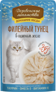 ДЕРЕВЕНСКИЕ ЛАКОМСТВА Домашние обеды пауч для взрослых кошек Филейный тунец в нежном желе/ 70 гр