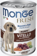 МОНЖ FRESH DOG консервы Chunks in Loaf Puppy VITELLO для щенков Мясной рулет из телятины с овощами 400 гр 